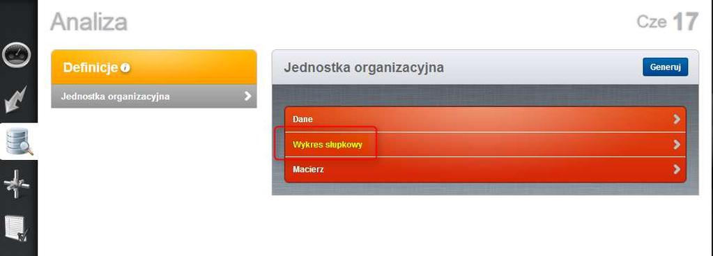 Przykładowy wykres zaprezentowany jest poniżej: Po wskazaniu danego słupka myszą wyświetli się nazwa elementu przedstawionego na wykresie. 2.