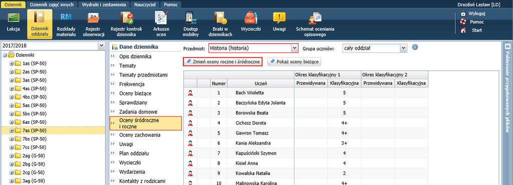 UONET+. Jak przygotować i wydrukować świadectwa w roku szkolnym 2017/2018? 8/20 3. W oknie Zmień oceny roczne wprowadź oceny i kliknij przycisk Zapisz.