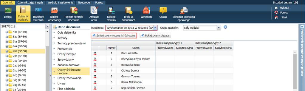 UONET+. Jak przygotować i wydrukować świadectwa w roku szkolnym 2017/2018? 9/20 3.