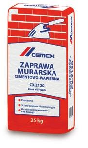 ZAPRAWY MURARSKIE Wapno hydratyzowane białe CX-Z100 CL 90-S 750 kg Plastyczne i bardzo wydajne Zapewnia odporność na pleśń i grzyby Kształtuje korzystny mikroklimat pomieszczeń Poprawia urabialność i