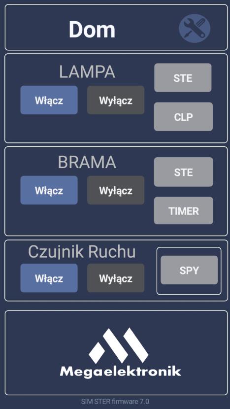 Opis okna głównego oraz widok okna raportu Okno główne okno raportu Przyciski Włącz włączają dany przekaźnik wyjścia lub wejście alarmowe