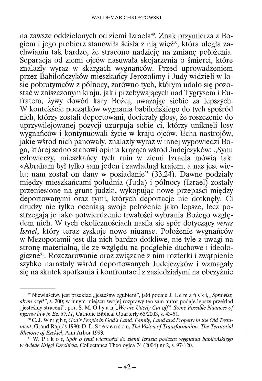 WALDEMAR CHROSTOWSKI na zawsze oddzielonych od ziemi Izraela49.