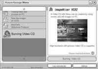 Tvorba video CD s nabídkou ( ImageMixer VCD2 ) ImageMixer VCD2 je kompatibilní s video CD pro statické snímky s vysokým rozlišením.