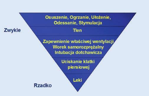 Ryc. 1. Algorytmy resuscytacji dziecka świeżo po porodzie. Źródło: Wytyczne ERC. Podręcznik do kursu NLS Newborn Life Support gotowany na najgorsze.