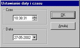 6.1.2 Ustawianie daty i czasu MODEM SHDSL / V.35 Naciśnięcie przycisku Ustawianie czasu i daty spowoduje wyświetlenie okienka przedstawiającego aktualną datę i czas ustawione w urządzeniu.