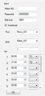 Ustawienia czasu i daty W polu Password wpisujemy hasło: 00000000 Zaznaczamy opcje broadcast lub gdy znamy adres licznika wpisujemy w polu Meter NO W polu Edit