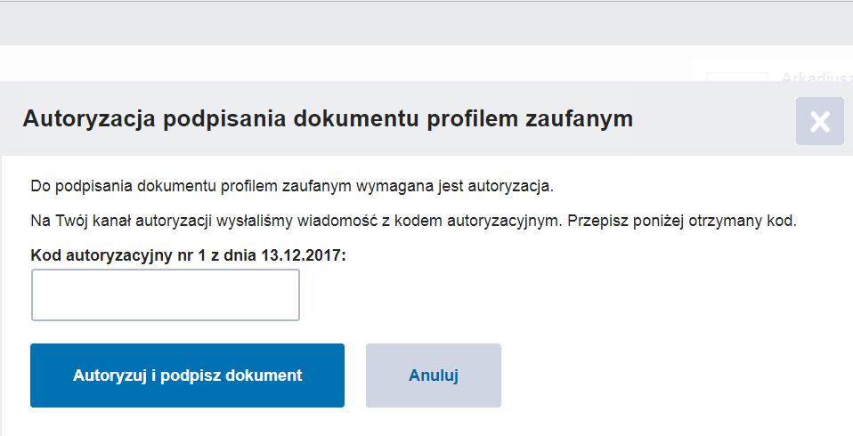 Strona 9 Aby wysłać dokument na skrytkę Urzędu, kliknij przycisk. System przekieruje Cię na stronę pz.gov.pl, gdzie należy podpisać dokument za pomocą Profilu Zaufanego.