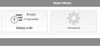 Doładowanie środków Na stronie startowej Home wybrać ikonę Doładowanie środków. Potrzebna będzie do tego karta KeyCredit.