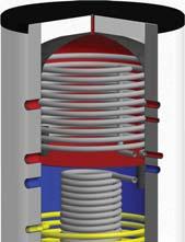 ZBIORNIKI HSK ZBIORNIKI DUO Zbiornik akumulacyjny Regulus HSK posiada płytę rozdzielającą oraz wymiennik ciepła ze stali nierdzewnej dla przepływowego ogrzewania wody.
