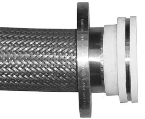 Przykłady rozwiązań konstrukcyjnych przewodów metalowych Przewód o średnicy DN75 (wąż TB-METALFLEX/M-075) z zewnętrznym płaszczem do ogrzewania parą z węża DN100 (TB-ME- TALFLEX/M-100).