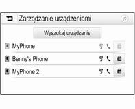 132 Telefon już wcześniej, system audionawigacyjny ustanawia połączenie automatycznie. Działanie systemu Bluetooth powoduje znacznie szybsze rozładowanie baterii urządzenia.
