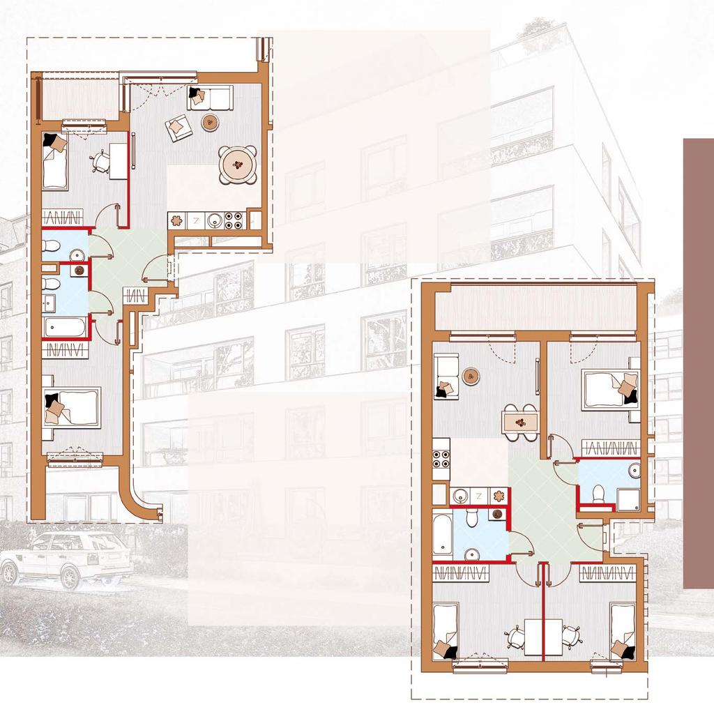 Powierzchnia użytkowa: 67.92 m 2 Do mieszkania przynależy, wyłożona impregnowaną deską tarasową, loggia o powierzchni 4.37 m 2. mieszkanie trzypokojowe Powierzchnia użytkowa: 88.