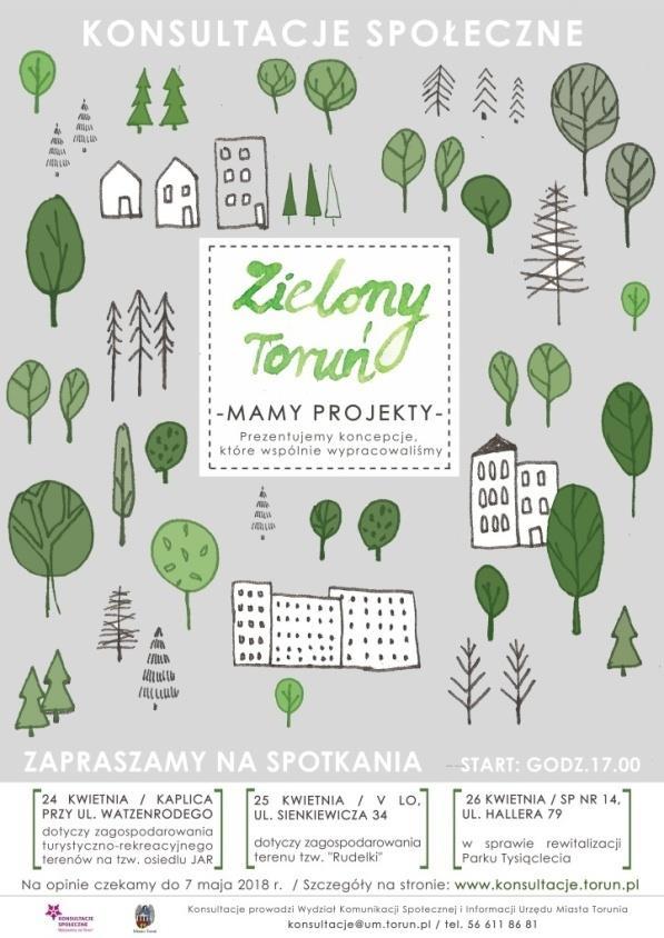 Przedmiot konsultacji Drugi etap konsultacji w sprawie zagospodarowania terenu lasów miejskich pomiędzy ulicą Bema a ul. Balonową, realizowany był w ramach cyklu Zielony Toruń. Mamy projekty.