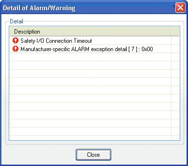 Obszar Alarm/Warning W tym obszarze są wyświetlane komunikaty o błędach i ostrzeżenia dotyczące urządzenia. Aby uzyskać szczegółowe informacje o błędzie, kliknij przycisk Detail.