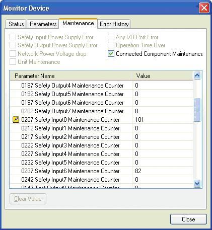 Monitorowanie za pomocą programu Network Configurator Można monitorować dane stanu wejścia bezpieczeństwa, stanu wyjścia testowego i stanu wyjścia bezpieczeństwa, stosując jedną z poniższych metod: