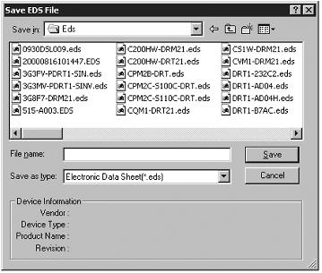 C-3 Usuwanie plików EDS Opcje EDS File - Delete Aby usunąć plik EDS, wykonaj poniższe czynności. 1. Zaznacz urządzenie na liście urządzeń. 2. Wybierz opcje EDS File - Delete.