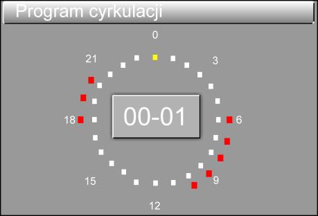 Control 3000 PROGRAM CYRKULACJI Program cyrkulacji pozwala ustawić godziny w których sterownik załączy pompę cyrkulacji.