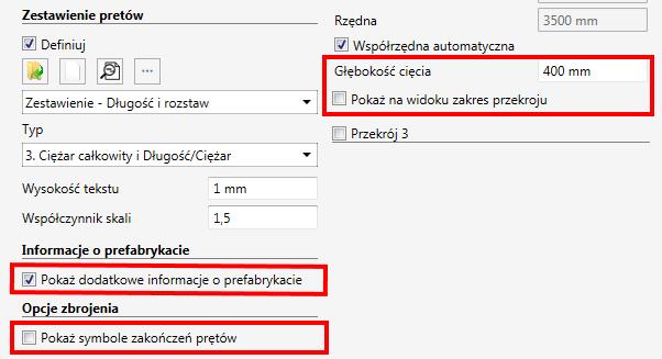 Dodatkowe ustawienia rysunku Panel Stylów rysowania, dostępny w oknie Wyniki/Rysunki/Ustawienia/Style rysowania, dostarcza nowe opcje dedykowane belkom prefabrykowanym, reprezentacji zbrojenia i