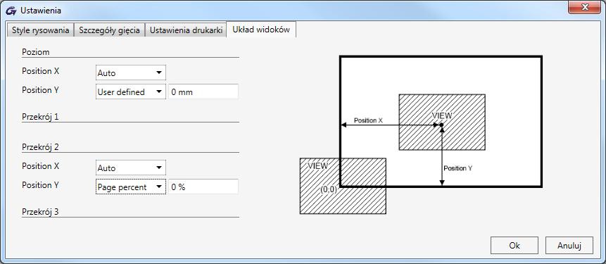 Ulepszone pozycjonowanie składników rysunku Nowa zakładka Układ widoków została dodana do okna Ustawienia rysunku, dając możliwość kontrolowania położenia widoków na rysunku.