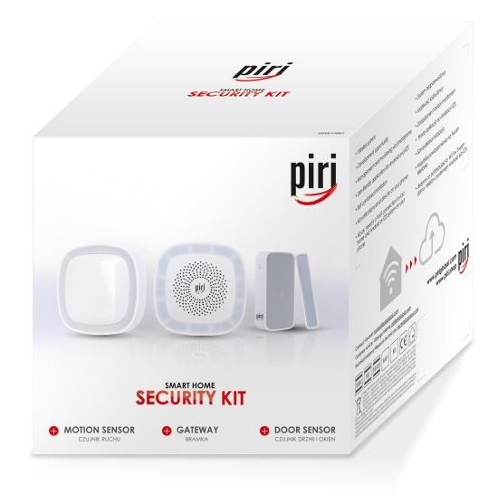 Zestaw Security KIT Dane Stabilny moduł WIFI AC 100 240 V Pobór 1,5W Wbudowane led funkcja lampy nocnej Syrena Możliwość podłączenia do 13 urządzeń Alarm