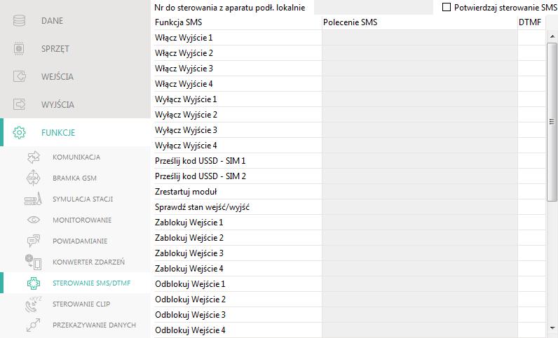 SATEL GSM-X 47 Rys. 38. Zakładka Sterowanie SMS/DTMF. Nr do sterowania z aparatu podł. lokalnie kod uruchamiający funkcję lokalnego sterowania DTMF. Możesz wprowadzić maksymalnie 16 cyfr.