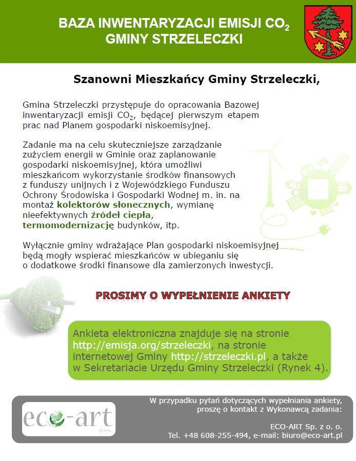 na tablicach informacyjnych należących do Gminy. Rysunek nr 5: Plakat informacyjny udostępniony na terenie Gminy Strzeleczki 7.5. Podsumowanie wyników ankietyzacji Ankietyzacją objęty został obszar całej Gminy, tj.