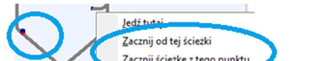 Wykoanie programu jest możliwe od dowolnego miejsca, obiekt od którego chcemy zacząć można wybierać za pomocą klawiszy przewijania programu lub przeciągając niebieski