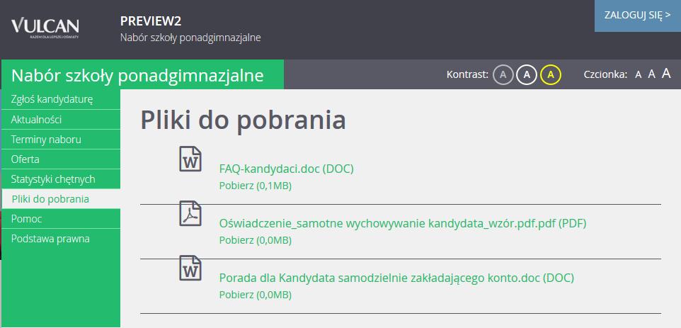 Podstawowe informacje o systemie Nabór Szkoły ponadgimnazjalne liście preferencji lub przyjętych (przyjęty to taki kandydat, który potwierdził wolę podjęcia nauki w oddziale szkoły zakwalifikowania,