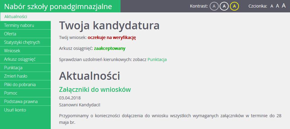 Przeglądanie danych kandydata w kolejnym logowaniu Przeglądanie i edycja danych kandydata w kolejnym logowaniu Przeglądanie danych kandydata Korzystając z otrzymanych danych dostępowych kandydat może