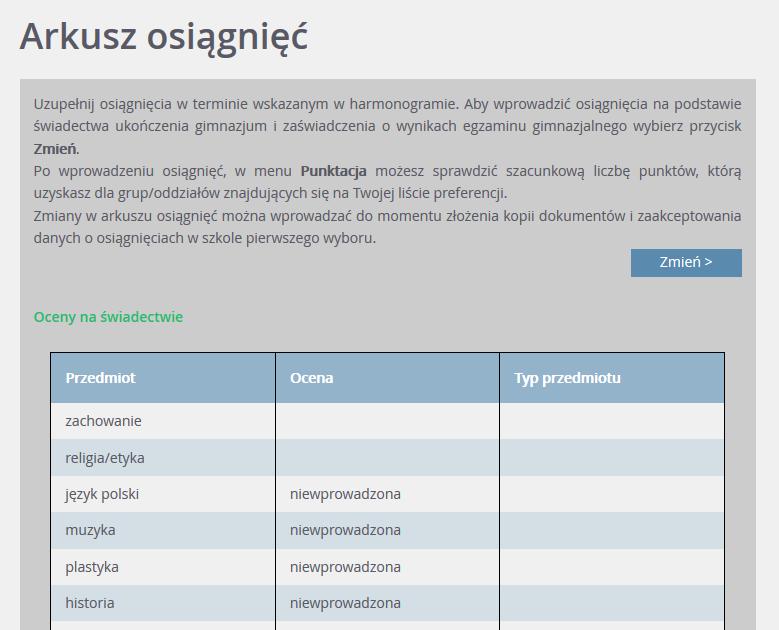 Przeglądanie danych kandydata w kolejnym logowaniu 2.