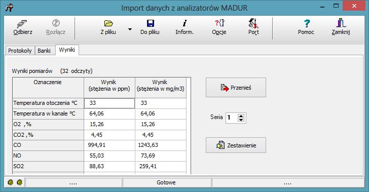 PROEKO R. Samoć Instrukcja programu "EMISJA" - 125 - Użytkownik może zaznaczyć, z których banków oraz jakie pomiary(bloki) z poszczególnych banków mają być uśredniane.