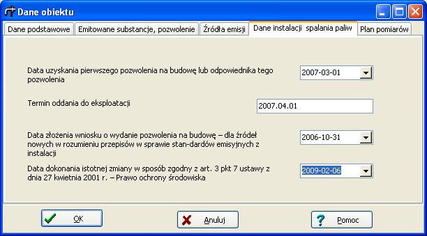 PROEKO R. Samoć Instrukcja programu "EMISJA" - 54 - Lista źródeł będzie wykorzystana w oknie Danych sesji pomiarowej w polu wyboru Źródła emisji.