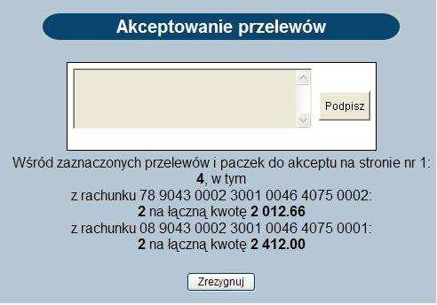 WYCOFANIE ZBIORCZE AKCEPTÓW PRZELEWÓW W systemie istnieje możliwość wycofywania przelewów przekazanych do realizacji do systemu bankowego