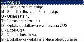 podstawie, której płatnik składek uzyskał układ ratalny. Pole nieaktywne dla składek typu S i M.