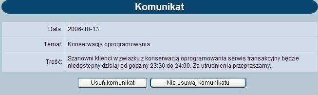 Po zalogowaniu się klienta do aplikacji, jeśli posiada on nie przeczytane komunikaty pojawia