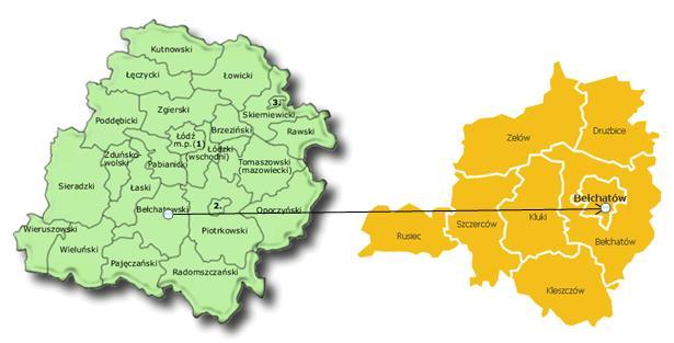 2. Opis stanu aktualnego 2.1. Lokalizacja Bełchatów jest miastem położonym w województwie łódzkim, oddalonym o ok. 60 km na południe od Łodzi.