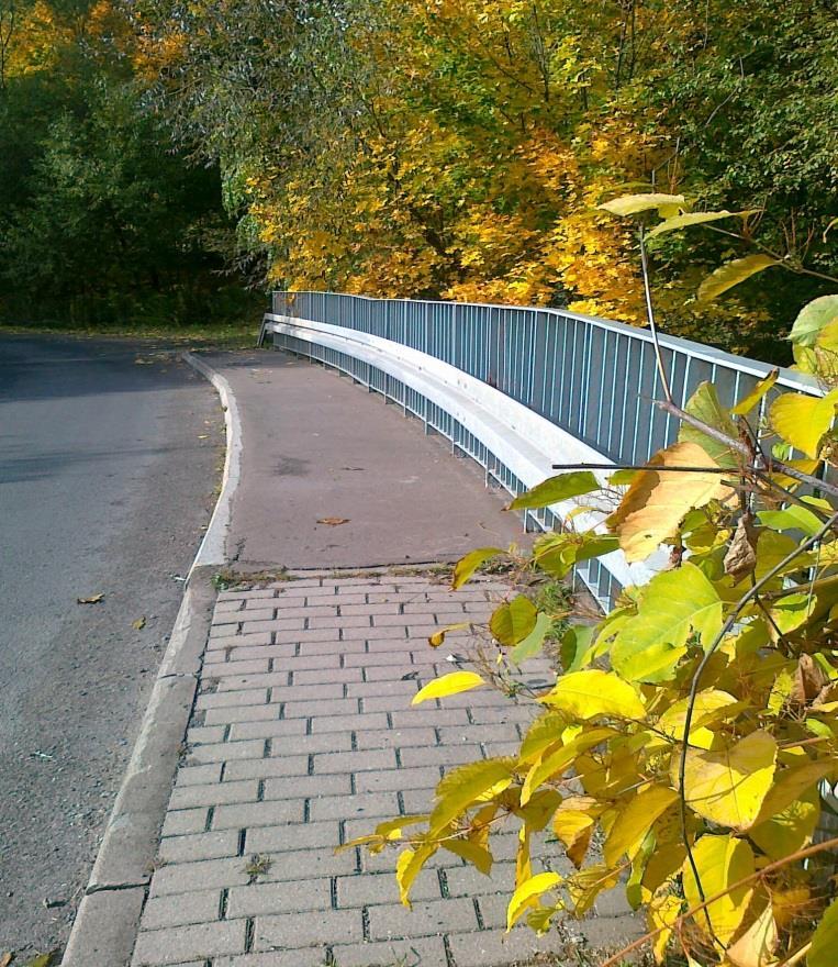 przenikaniem wody opadowej warstwą asfaltu lanego. Na stalowych elementach balustrady zamontowana prowadnica bariery ochronnej.