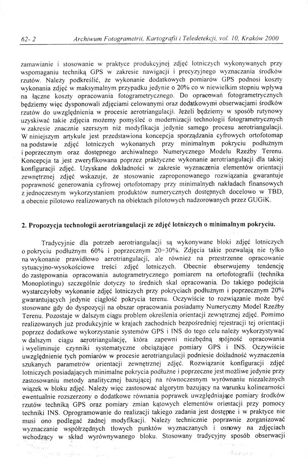 62-2 Archiwum Fotogrametrii, Kartografii i Teledetekcji, vol.