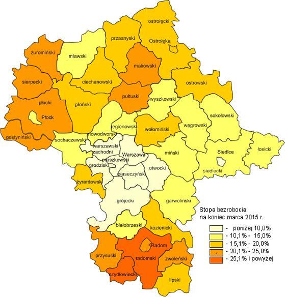 3. Stopa bezrobocia W porównaniu z innymi krajami Unii Europejskiej (według Eurostat) stopa bezrobocia w końcu marca 2015 r. w Polsce wynosiła 7,7% (przy średniej w Unii Europejskiej 9,8%).