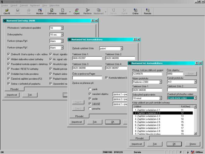 Możliwym jest również połączenie się z systemem ze zdalnego komputera (lub klawiatury JA- 60E) stosując modem JA-60U. Program Comlink pracuje w środowisku systemu Windows.