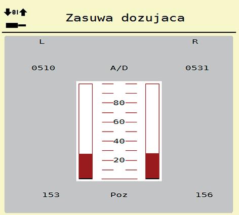 Obsługa AXIS-H ISOBUS 4 Przykład Test/Diagnostyka zasuw dozujących 1. Wywołać menu Test/Diagnostyka > Zasuwy dozujące. Wyświetlacz pokazuje status siłowników/czujników. 1 2 3 Rysunek 4.