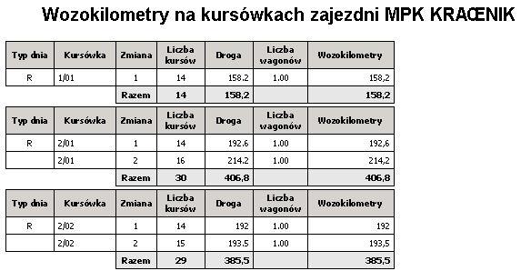 2.4.7 Wykaz przerw eksploatacyjnych Wydruk przerw eksploatacyjnych