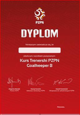 Dyplom Goalkeeper B Identyfikator