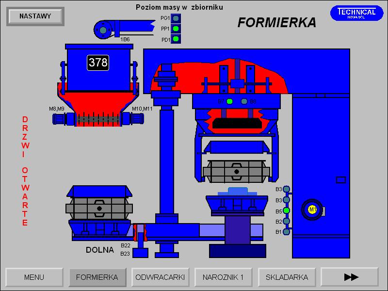 MONITORING MASZYN I LINII TECHNOLOGICZNYCH PRODUKCJI FIRMY TECHNICAL Rys. 5 Ekran wizualizacyjny formierki.