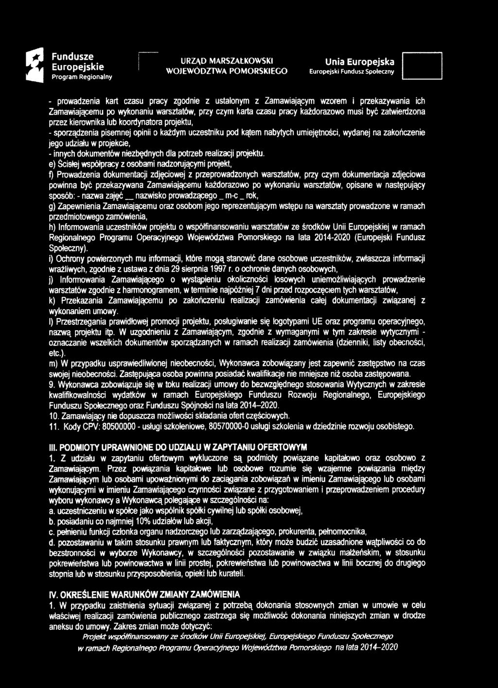 niezbędnych dla potrzeb realizacji projektu.