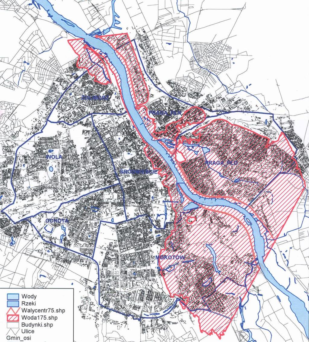 Wymagania wynikające z Dyrektywy Powodziowej WE Obszar potencjalnie zagrożony powodzią w Warszawie Granica zalewu przy przepływie Q p=1%