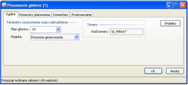 Aby upewnić się o zapisaniu wszystkich danych kliknąć ikonkę <Zapisz> (znajdującą się w pasku narzędziowym). 8. Planowanie główne (MRP) i zatwierdzanie propozycji 1.