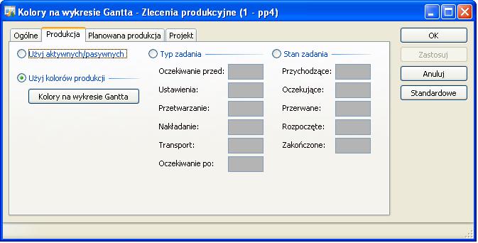 Wybrać z listy polecenie produkcji (lub zaznaczyć kilka), które chcemy obejrzeć na wykresie. 3. Kliknąć przycisk Wykres Gantta, ukaże się poniższy ekran. - Ukaże się poniższy ekran: 4.