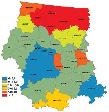 Bóbr europejski (Castor fiber) w północno-wschodniej Polsce 87 Rajgród, Czarna Białostocka, Knyszyn i Rudka (rys. 9 i 10).