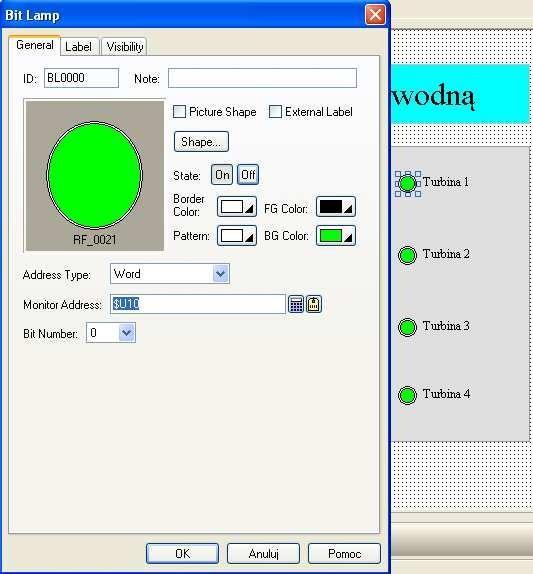 Aby wszystko wyglądało jak w prawdziwej elektrowni dodajemy rury ikonką układzie jak na poprzednich obrazkach). (w takim Bit Lamp Służy do monitorowania wartości bitowych.